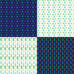 seamless vector leaf patterns with blue and white