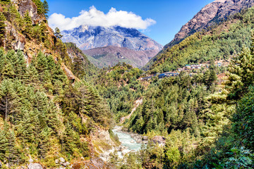 Fototapeta na wymiar River in Himalaya on Everest Base Camp Trek in Nepal.