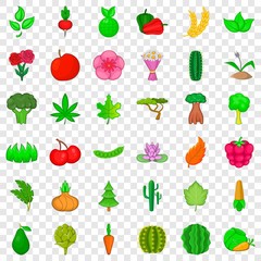 Botany icons set. Cartoon style of 36 botany vector icons for web for any design