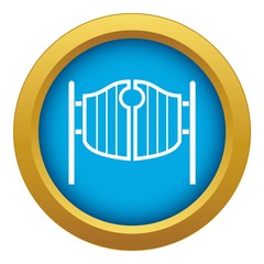 Vintage western swinging saloon doors icon blue vector isolated on white background for any design