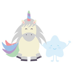 cute adorable unicorn with star kawaii fairy characters