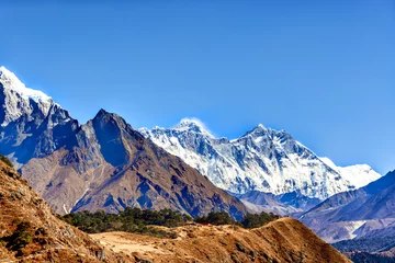 Papier Peint photo autocollant Lhotse Mt. Everest, Lhotse, Nuptse on the trek route from Namche Bazaar to Tengboche