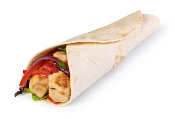 burrito with vegetables and tortilla
