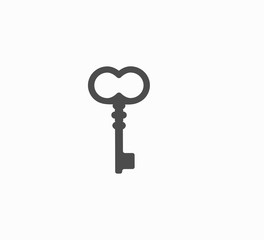Vector vintage key icon closeup isolated on white background. Web icon for smartphone or website