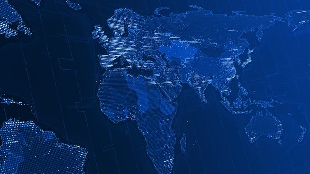 seamless loop HD motion graphics background of the abstract digital world map spinning. Great for news, current events and business.