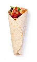 burrito with vegetables and tortilla