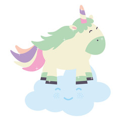 cute adorable unicorn and clouds kawaii fairy characters