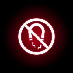 Forbidden magnet icon in red neon style. can be used for web, logo, mobile app, UI, UX