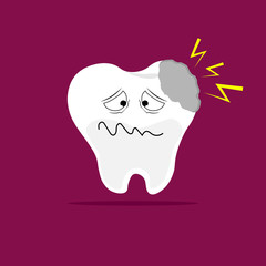 Caricature of a tooth with worried expression.