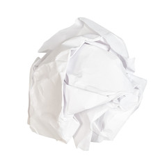 crumpled ball from white blank paper cut out