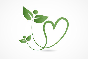 Logo health nature love heart leafs