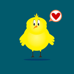 Baby chick with a heart.