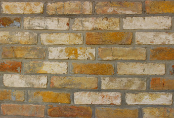 Brown brickwork from hundred years old bricks