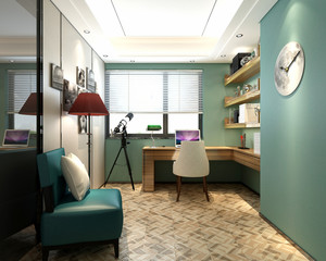 3d render study working room