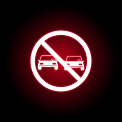 Forbidden pass car icon in red neon style. can be used for web, logo, mobile app, UI, UX