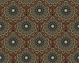 Seamless repeating floral pattern consisting of mandalas