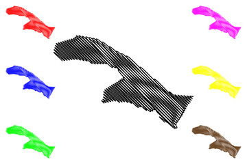 Northern Borders Region (Regions of Saudi Arabia, Kingdom of Saudi Arabia, KSA) map vector illustration, scribble sketch Northern Borders map....