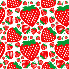 Beautiful seamless background with red strawberry berry on a white background. Vector illustration