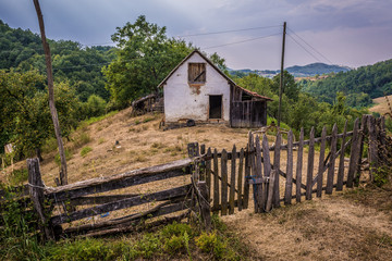 Small farm building in the mountains in Lucani municipality in Serbia