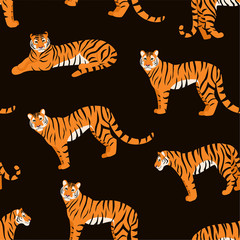 Trendy tiger pattern. Vector seamless texture.