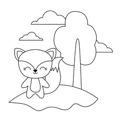 cute fox animal in landscape