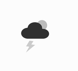 Flat design vector weather icons - cloud and full moon with thunderstorm. Weather forecast