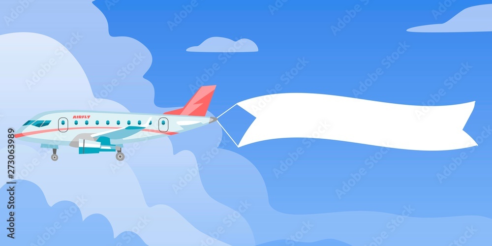 Canvas Prints airplane or aircraft with blank message advertisement and text template banner vector illustration. 