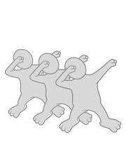 tanzen team crew 3 freunde dab dabbing tanz pose lustig figur spaß party feiern cool trend clipart comic cartoon design
