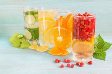 Summer refreshing cocktail of ripe fruit