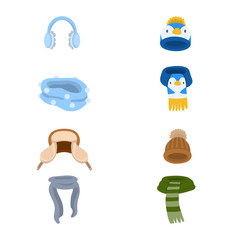Vector illustration of headwear  and fashion  symbol. Collection of headwear  and cold stock vector illustration.