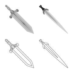 Vector illustration of game  and armor  logo. Collection of game  and blade  stock symbol for web.