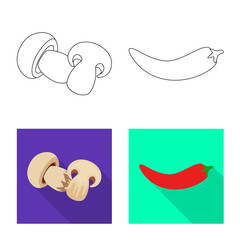 Isolated object of taste and product icon. Set of taste and cooking vector icon for stock.