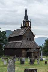 Fototapeta na wymiar Kaupanger Stave Church (Kaupanger stavkyrkje), a wooden church from the 12th century