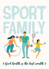 Sport Family. Vector tempale with leading an active healthy lifestyle.