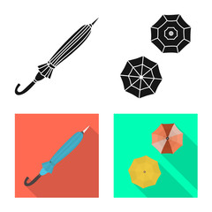 Vector design of protection and closed logo. Set of protection and rainy stock vector illustration.