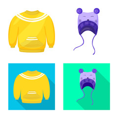 Isolated object of fashion and garment logo. Collection of fashion and cotton stock vector illustration.