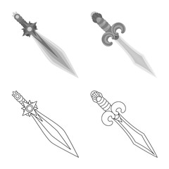 Vector illustration of game  and armor  symbol. Collection of game  and blade  vector icon for stock.