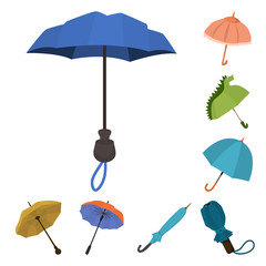 Obraz premium Vector design of umbrella and rain sign. Collection of umbrella and weather vector icon for stock.