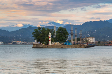 Batumi Sea Port with a lighthouse