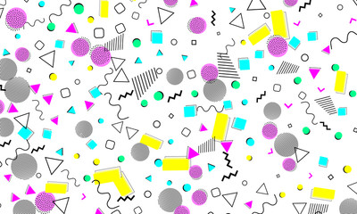 Pop art color background. Memphis pattern