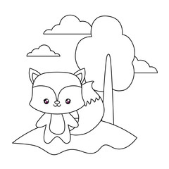cute fox animal in landscape