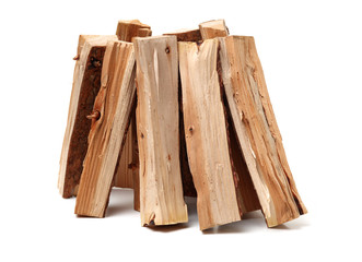Pile of firewood isolated on a white background
