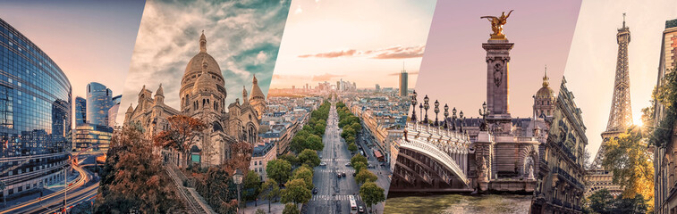 Fototapeta Paris famous landmarks collage obraz