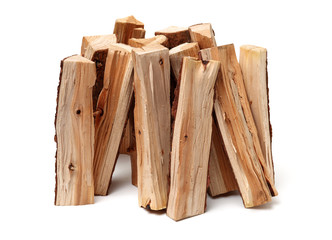 Pile of firewood isolated on a white background