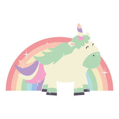 cute adorable unicorn and rainbow