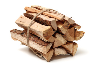 Pile of firewood isolated on a white background
