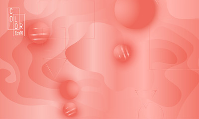 Coral color background. Fluid shapes pattern.