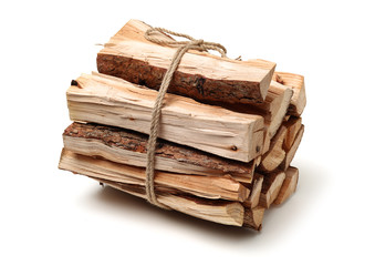 Pile of firewood isolated on a white background