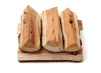 Pile of firewood isolated on a white background
