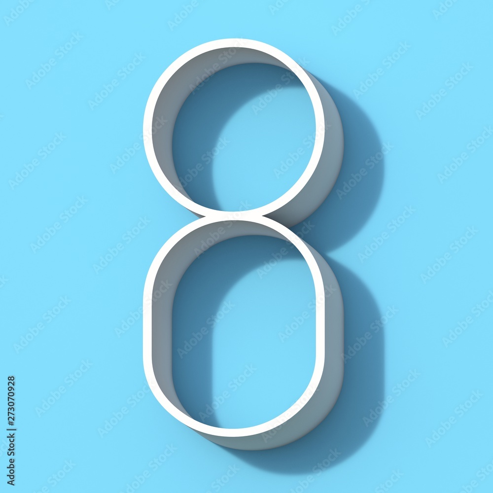 Fototapete line font with shadow number 8 eight 3d
